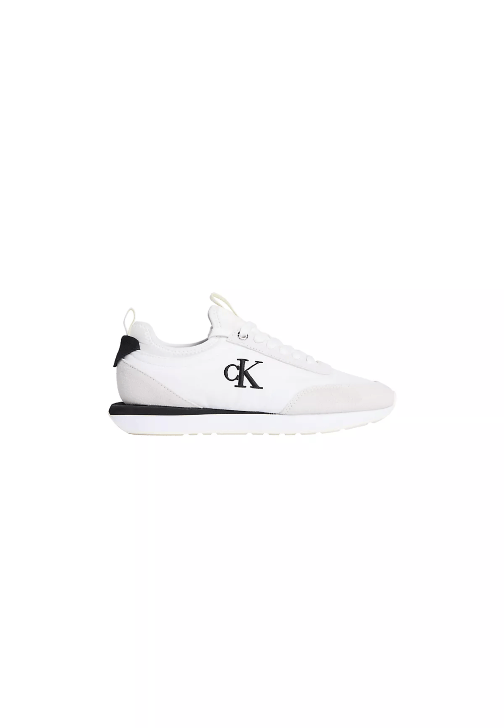Calvin Klein Calvin Klein Kadın Logolu Süet Detaylı CK Desenli Bağlamalı Rahat Taban Beyaz Sneaker YW0YW02060-05V