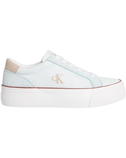 Calvin Klein Calvin Klein Kadın Rahat Orta Kalın Taban Monogram Logo Desenli Mavi Sneaker YW0YW01896-0G3