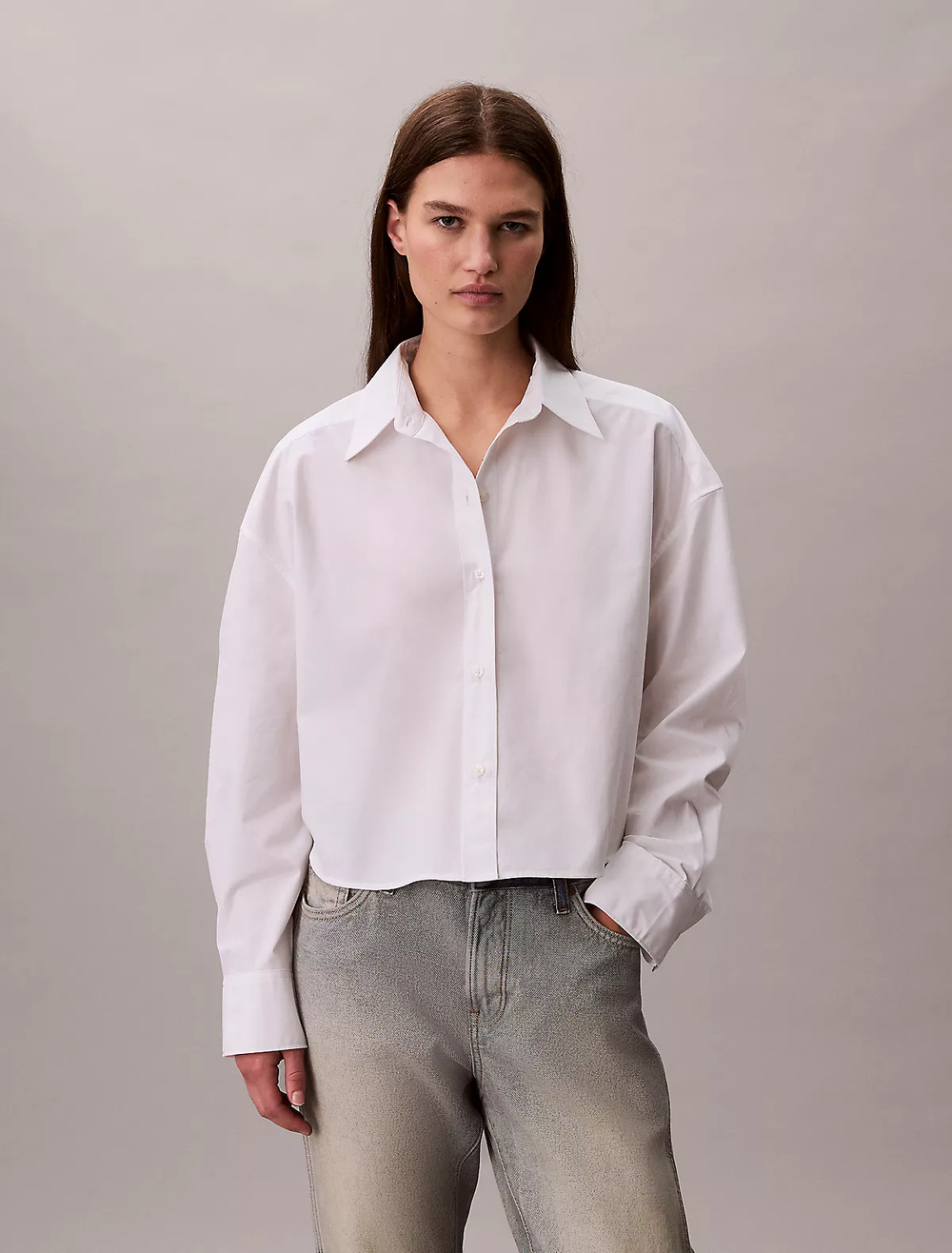 Calvin Klein Calvin Klein Kadın Regular Fit Gömlek Yaka Uzun Kollu Beyaz Gömlek LV044E170G-YAA