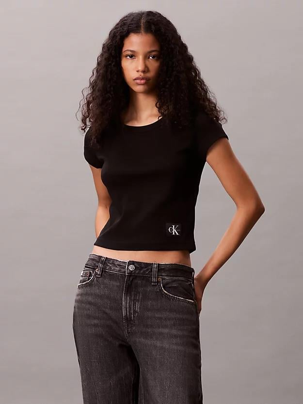 Calvin Klein Calvin Klein Kadın Slim Fit Yuvarlak Yaka Pamuklu Kısa Kollu Siyah T-Shirt LV047C200G-UB1