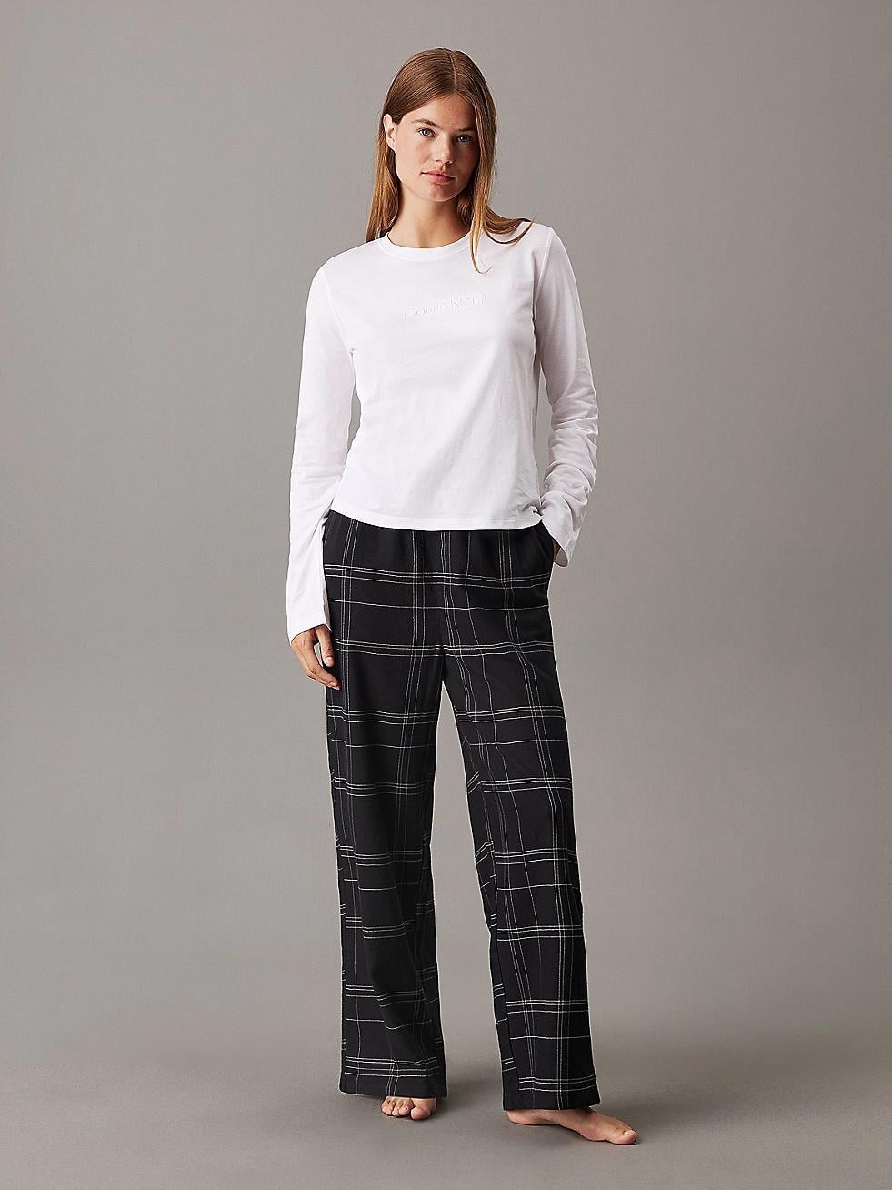 Calvin Klein Calvin Kleın Kadın Yüksek Bel Relaxed Fit Çizgili Geniş Paça Siyah Spor Eşofman Takımı 000QS7420E-SN1