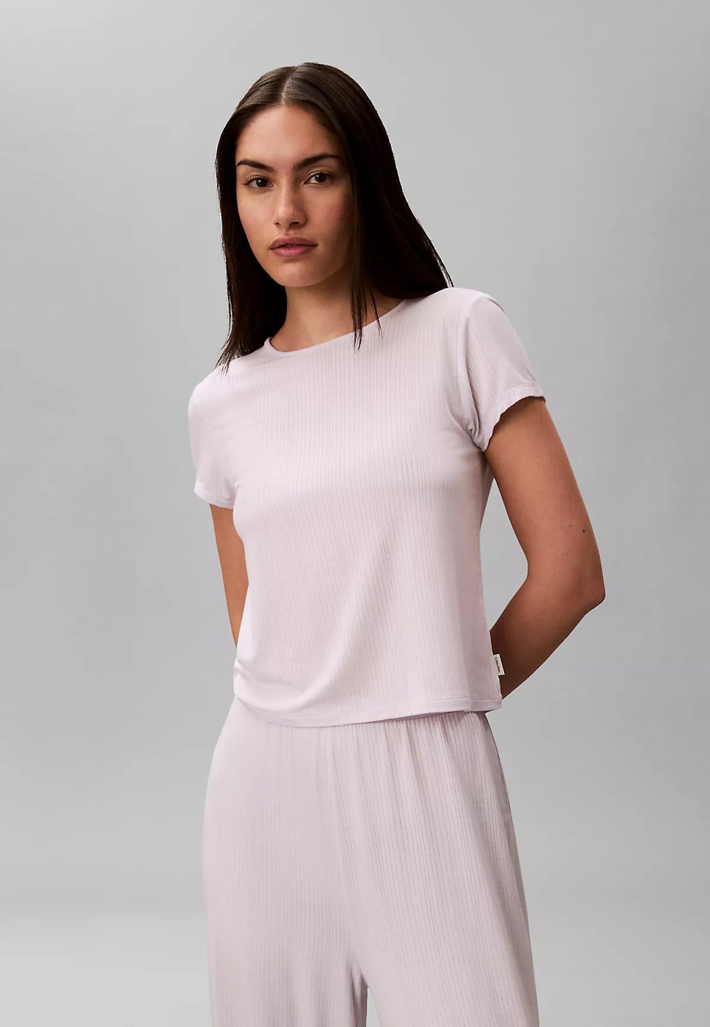 Calvin Klein Calvin Klein Kadın Yuvarlak Yaka Kısa Kol Düz Regular Fit Mor Pijama Üstü LV00QS7618-2IK