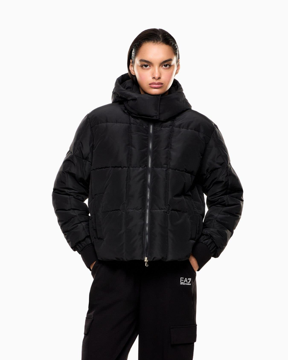 EA7 Ea7 Erkek Ayarlanabilir Alt Etek Ucu Çift Yönlü Fermuar Siyah Mont 7W000647 AF16074-UC001