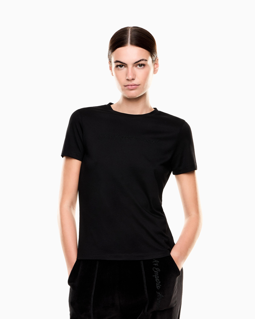 EA7 Ea7 Erkek Kısa Kol Bisiklet Yaka Pamuklu Düz Model Siyah T-Shirt 7W000437 AF13919-UC001