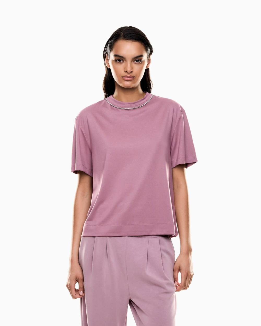 EA7 Ea7 Erkek Kısa Kol Yuvarlak Yaka Çizgili Standart Boy Pembe T-Shirt 7W000442 AF13919-UA272