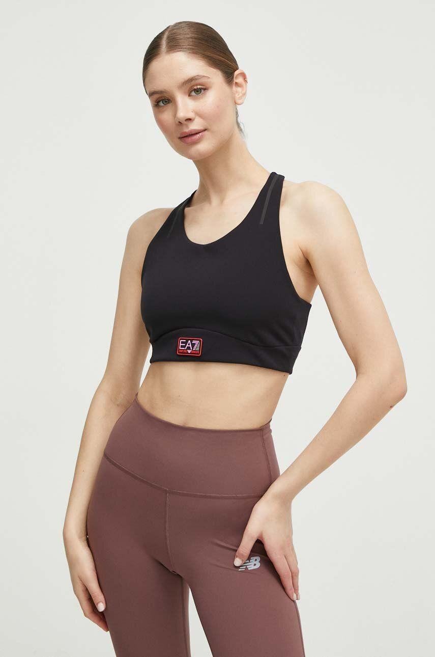 Ea7 Ea7 Kadın Pamuklu Yuvarlak Kolsuz Günlük Siyah Spor Büstiyer 3DTH54 TJTFZ-1200