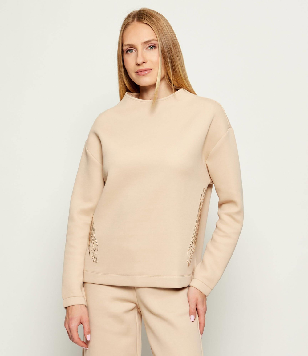 EA7 Ea7 Kadın Regular Fit Dik Yaka Uzun Kollu Bej Sweatshirt 7W000524 AF13151-U1046