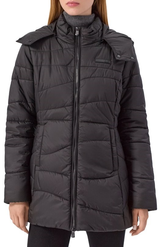 EA7 Ea7 Kadın Regular Fit Su Tutmayan ve Nefes Alan Kumaş Kapüşonlu Siyah Mont 7W000651 AF16413-UC001