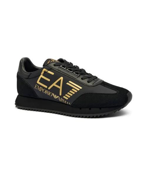 EA7 Ea7 Unısex Kalın Rahat Taban Logo Desenli Süet Detaylı Siyah Sneaker 7X000541 AF18609-MZ177