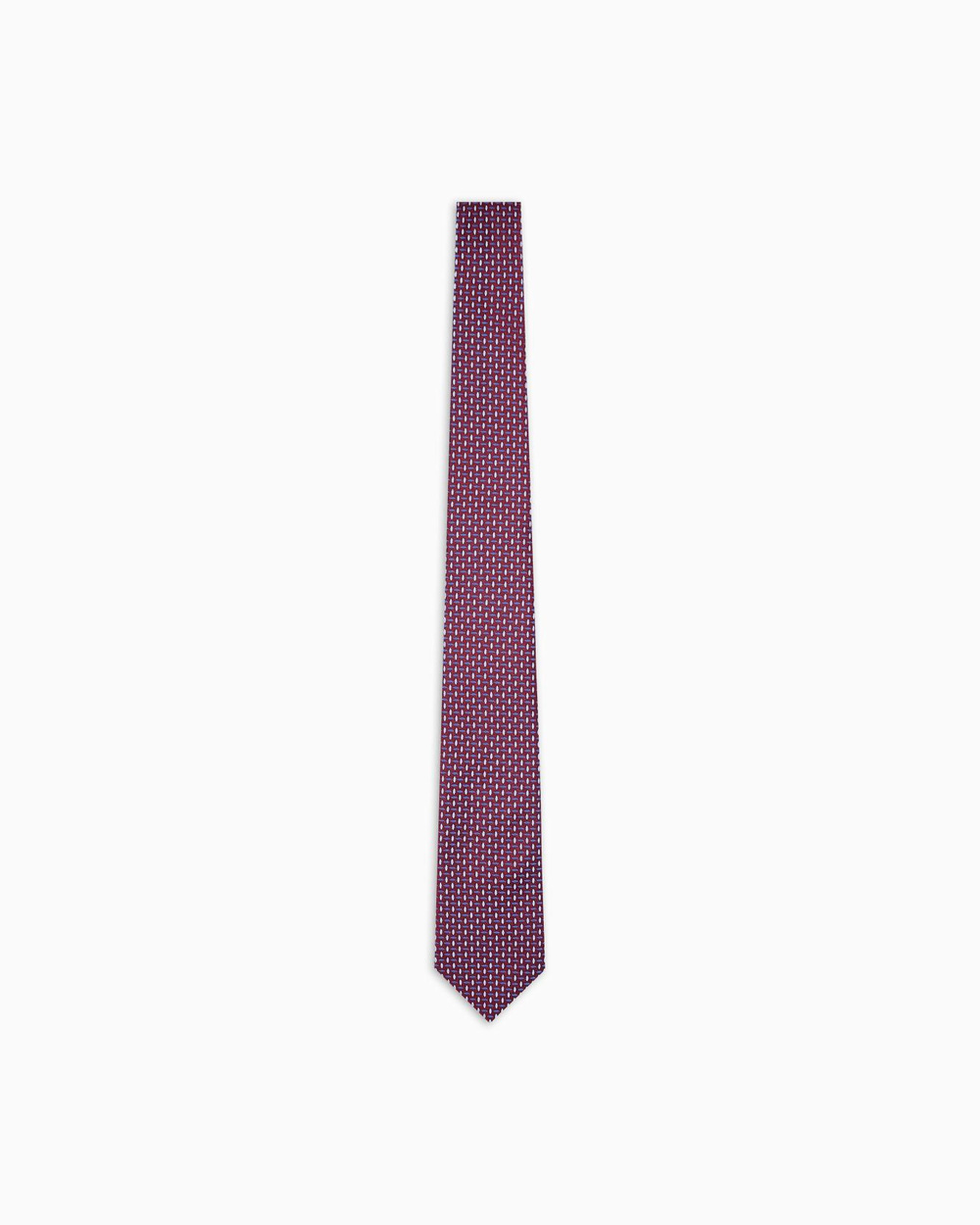 Emporio Armani Emporıo Armani Erkek Jakarlı Mikro Desenli Saf İpek Bordo Kravat EM001344 TE16540-F5072