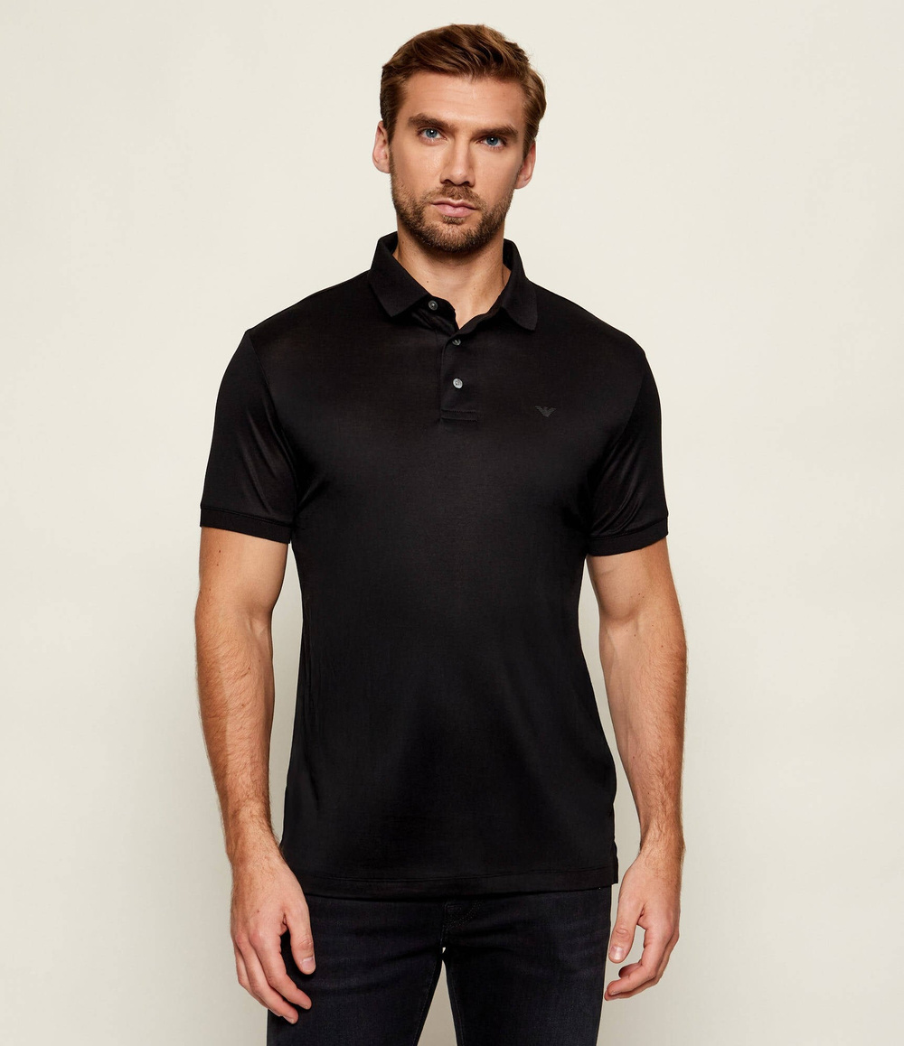 Emporio Armani Emporıo Armani Erkek Logolu Kısa Kollu Pamuklu Siyah Polo Yaka T-Shirt 8N1F98 1JUVZ-0920