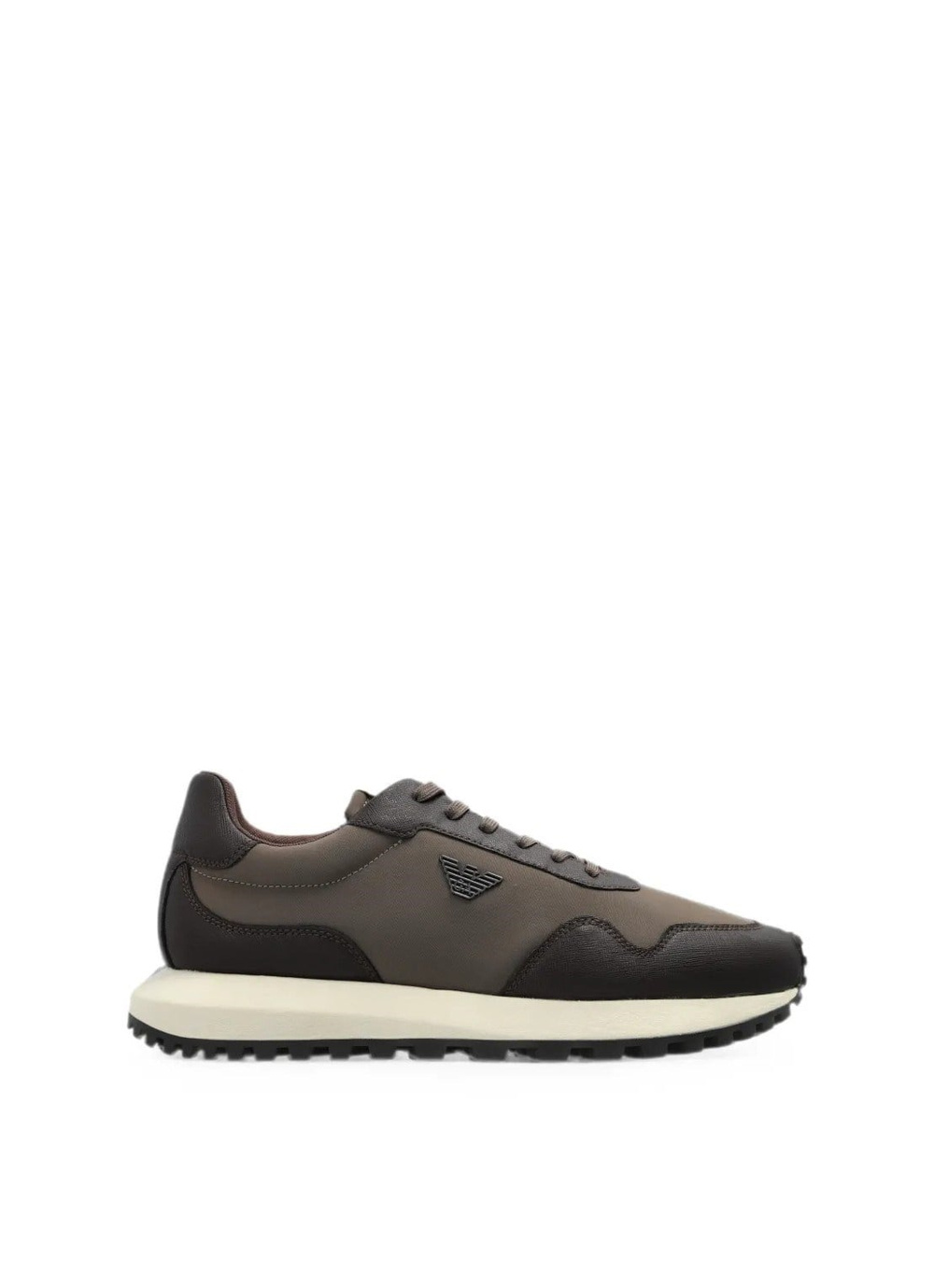 Emporio Armani Emporıo Armani Erkek Metalik Kartal Logolu Düşük Bilekli Nefes Alabilir Ön Yüzeyli Ortopedik Taban Kahverengi Sneaker EM003738 AF19532-M6492