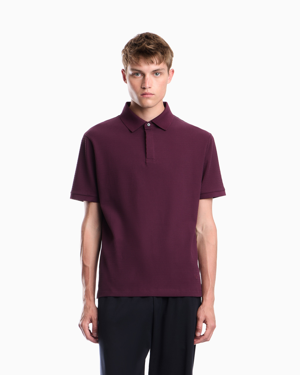 Emporio Armani Emporıo Armani Erkek Normal KEsim Pamuklu Jakarlı Jarse Kumaş Kısa Kollu Mor Polo Yaka T-Shirt EM007039 AF10762-FA081