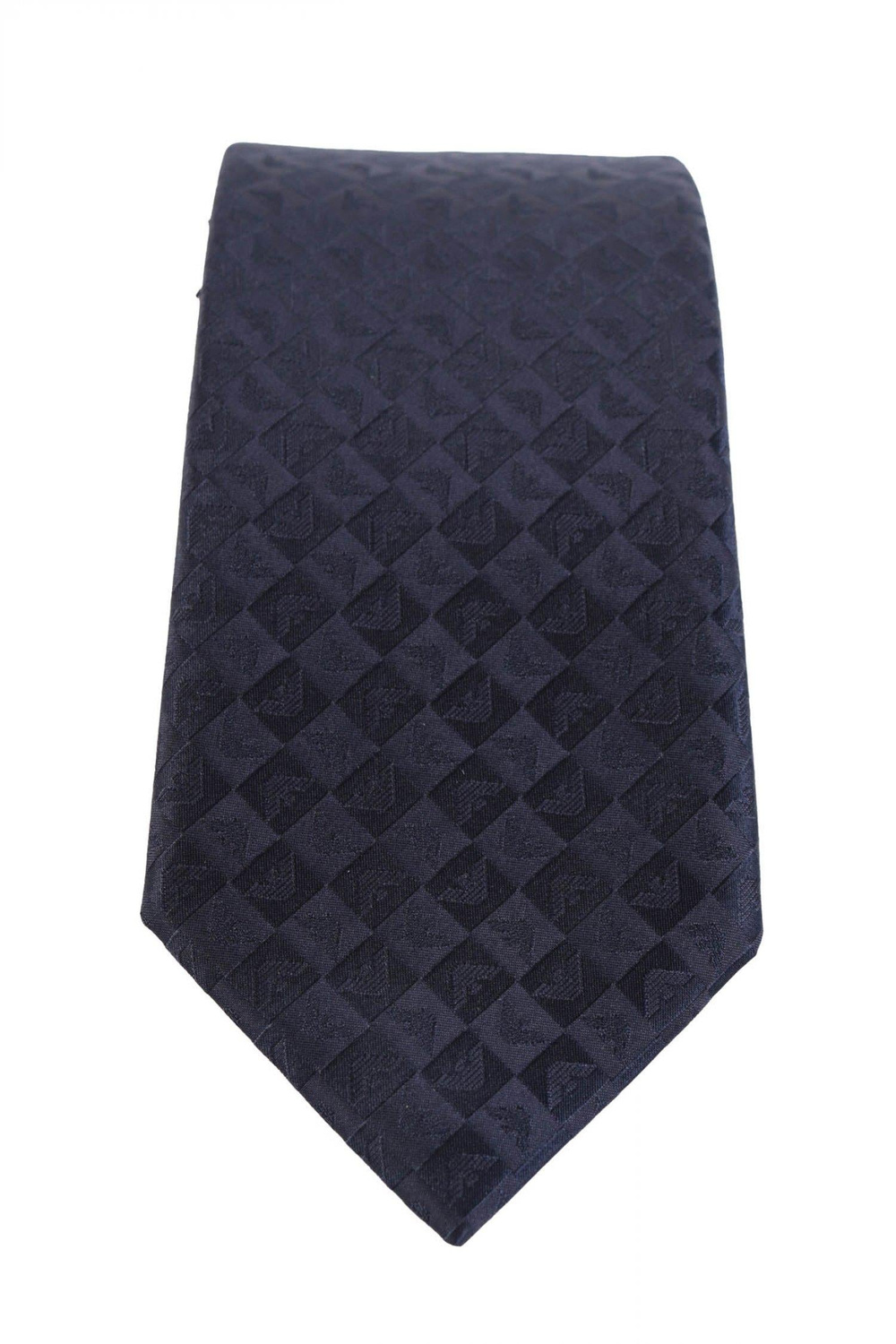 Emporio Armani Emporıo Armani Erkek Saf İpek Kumaş Kare Kartal Desenli Lacivert Kravat 340075 2R612-00136
