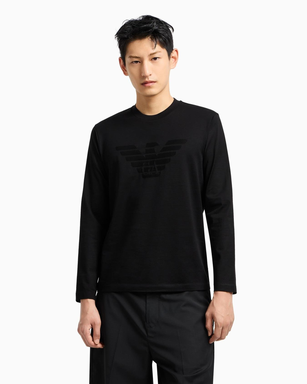 Emporio Armani Emporıo Armani Erkek Saf Pamuk İçerikli Logo Kabartmalı Yuvarlak Yaka Uzun Kollu Normal Kalıp Siyah1 Sweatshirt 8N1TD7 1JGYZ-0022