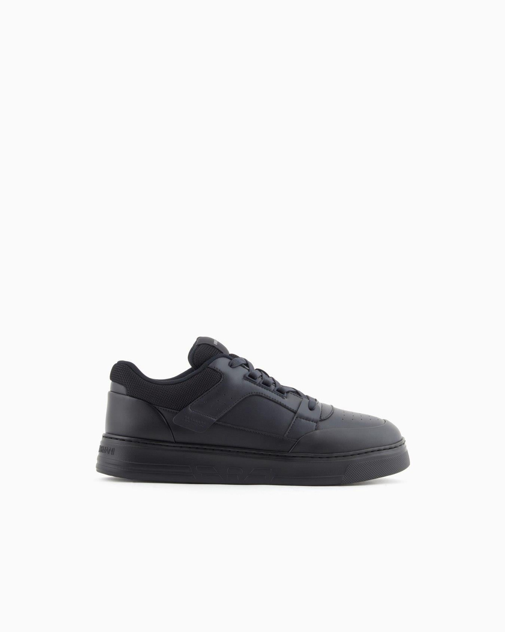 Emporio Armani Emporıo Armani Erkek Yuvarlak Burun Bağcıklı Deri File Detaylı Lacivert Sneaker EM002855 AF18018-MZ312