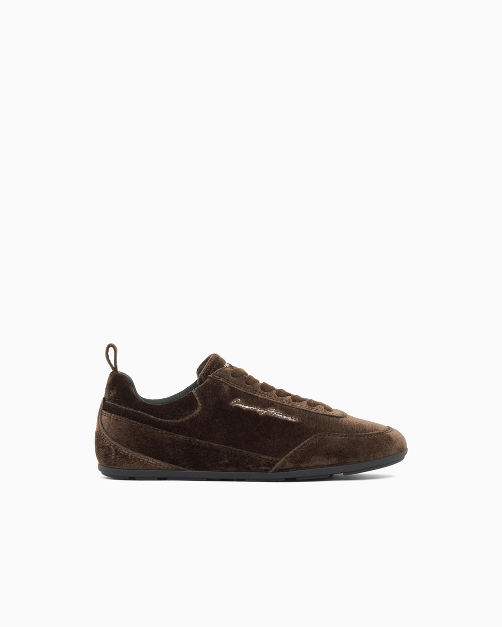 Emporio Armani Emporıo Armani Kadın Düşük Bilekli Logo Detaylı Kadife Kahverengi Sneaker EW005078 AF14380-U7001