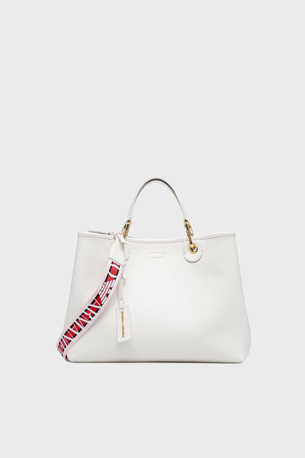 Emporio Armani Emporıo Armani Kadın Fermuar Kapama Deri Askısı Logo Desenli Ayarlanabilir Beyaz Omuz Çantası EW000360 AF12103-M0034