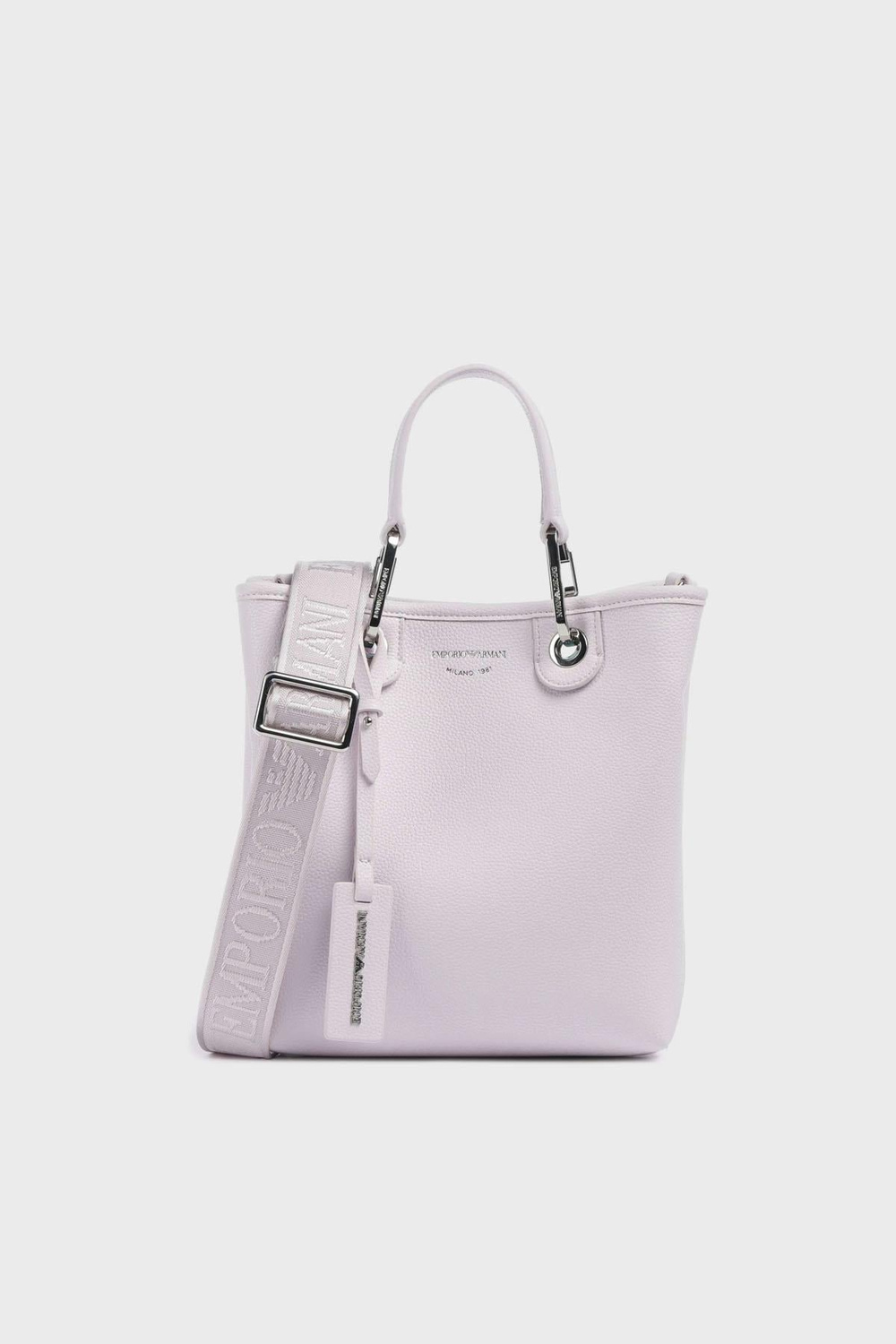 EMPORIO ARMANI Emporıo Armani Kadın Geniş Deri Kısa El Tutma Uzun Logo Detaylı Askı Pembe Omuz Çantası EW000362 AF12036-M4033