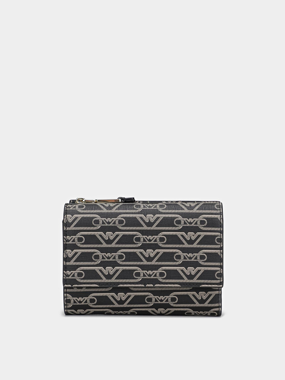 EMPORIO ARMANI Emporıo Armani Kadın Nakit Ve Kart Bölmeli Logo İle Desenli İç Bölüm Deri Siyah Cüzdan EW000368 AF11951-FC033