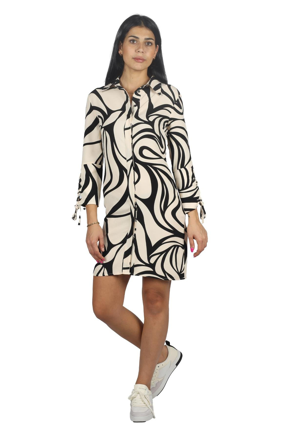 Explosion Explosıon Kadın Pamuklu Gömlek Yakalı Uzun Kollu  Düğme Kapamalı Ekru Elbise EXP57308-EKRU