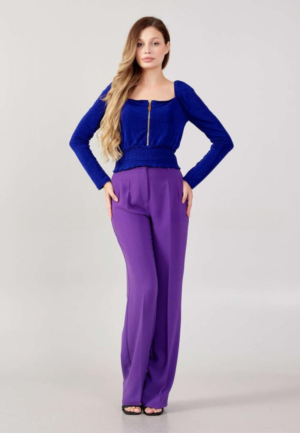 Explosion Explosıon Kadın Uzun Kol Dar  Dokuma Günlük Saks Bluz EXP17967-SAX