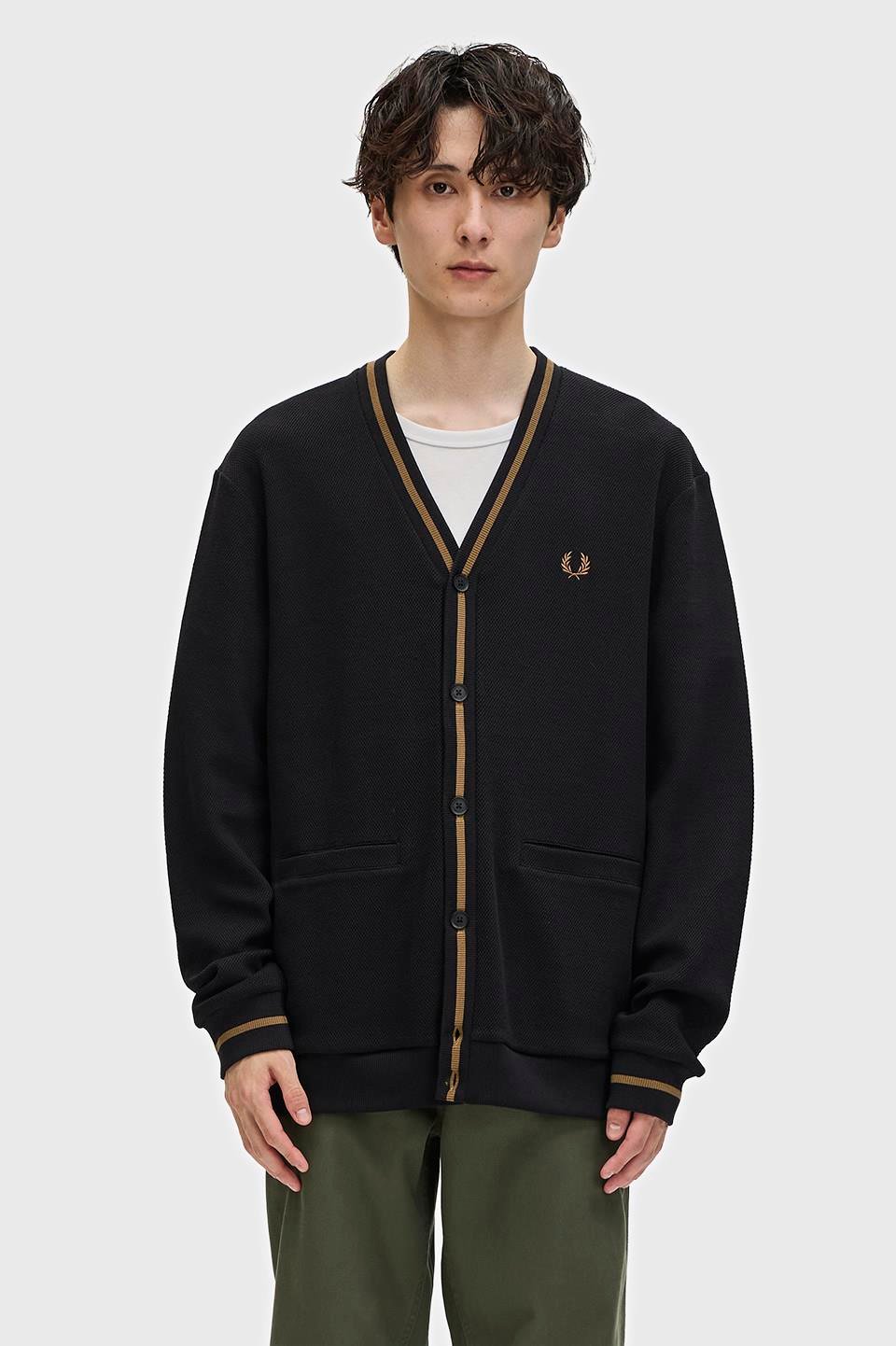 Fred Perry Fred Perry Erkek %100 Pamuklu Normal Kalıp Logo İşlemeli Uzun Kollu Q27 Hırka M2654-Q27