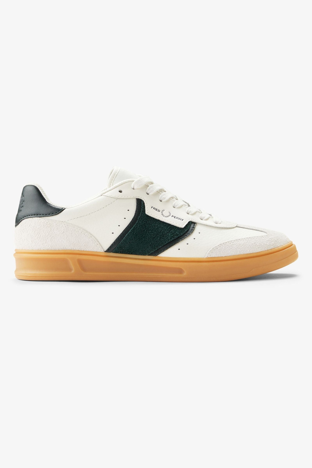 Fred Perry Fred Perry Erkek Deri ve Süet Detaylı Logo İşlemeli Düşük Bilekli Ekru Sneaker B2323-760