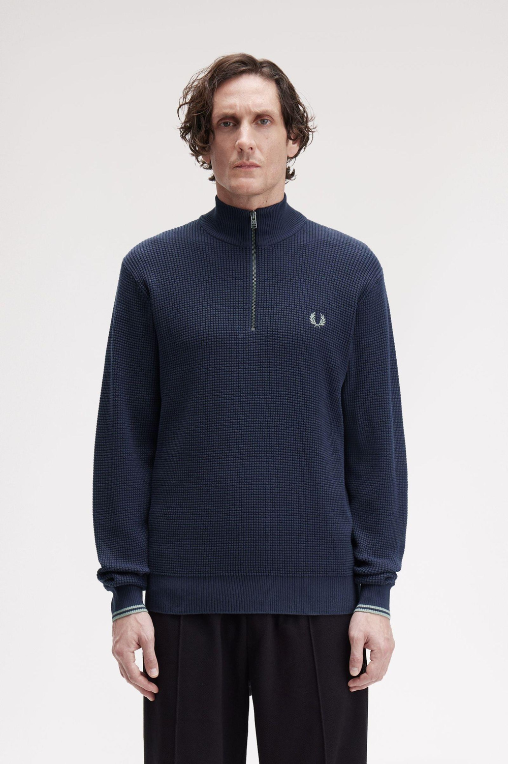Fred Perry Fred Perry Erkek Dik Fermuar Kapama Yaka Uzun Kol Regular Fit Lacivert Sweatshirt K8557-738