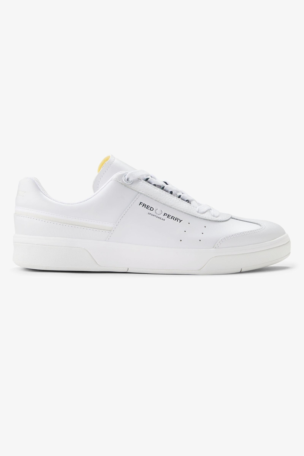 Fred Perry Fred Perry Erkek Logo Deseni İşlenmiş Deri Düşük Bilekli Beyaz Sneaker B2317-200
