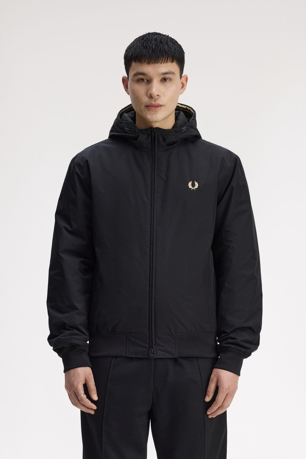 Fred Perry Fred Perry Unısex Kapüşonlu Yaka Uzun Kollu Fermuarlı Siyah Ceket J1304-102