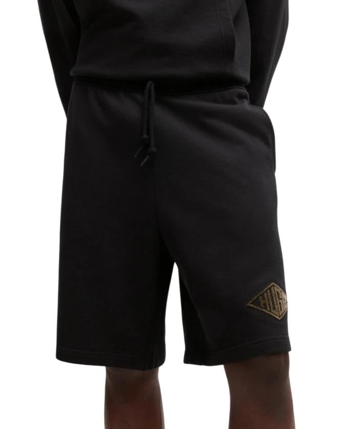 HUGO HUGO Erkek Bel Lastikli Kısa Boy Hugo Yazı Desenli Dokuma Siyah Şort 50534953-001