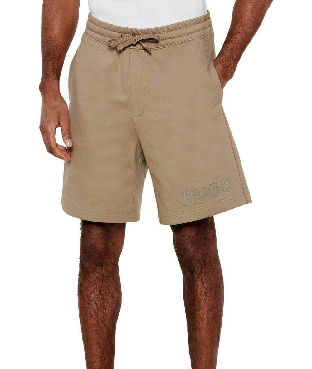 HUGO HUGO Erkek Bel Lastikli Kısa Boy Hugo Yazı Desenli Dokuma Bej Şort 50535260-219