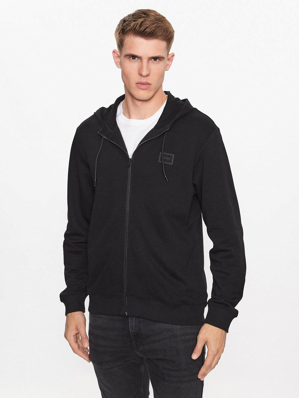 HUGO HUGO Erkek Marka Logolu Pamuklu Normal Kalıp Günlük Siyah Sweatshirt 50495678-001