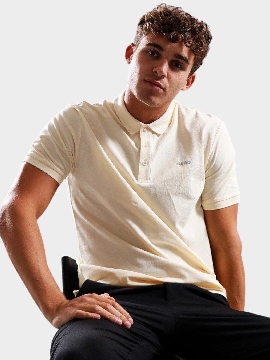 HUGO HUGO Erkek Polo Yaka Regular Fit Pamuklu Kısa Kollu Bej Polo Yaka T-Shirt 50466182-102