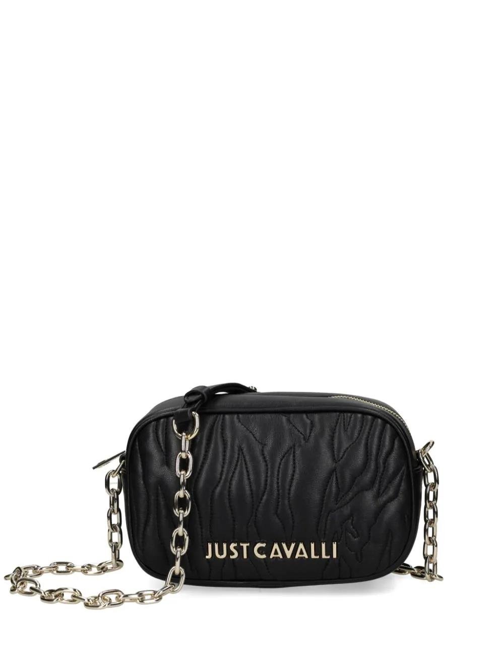 Just Cavalli Just Cavalli Kadın Marka Logolu Ayarlanabilir Omuz Askılı Siyah Omuz Çantası 77RA4BE1ZSB23-899