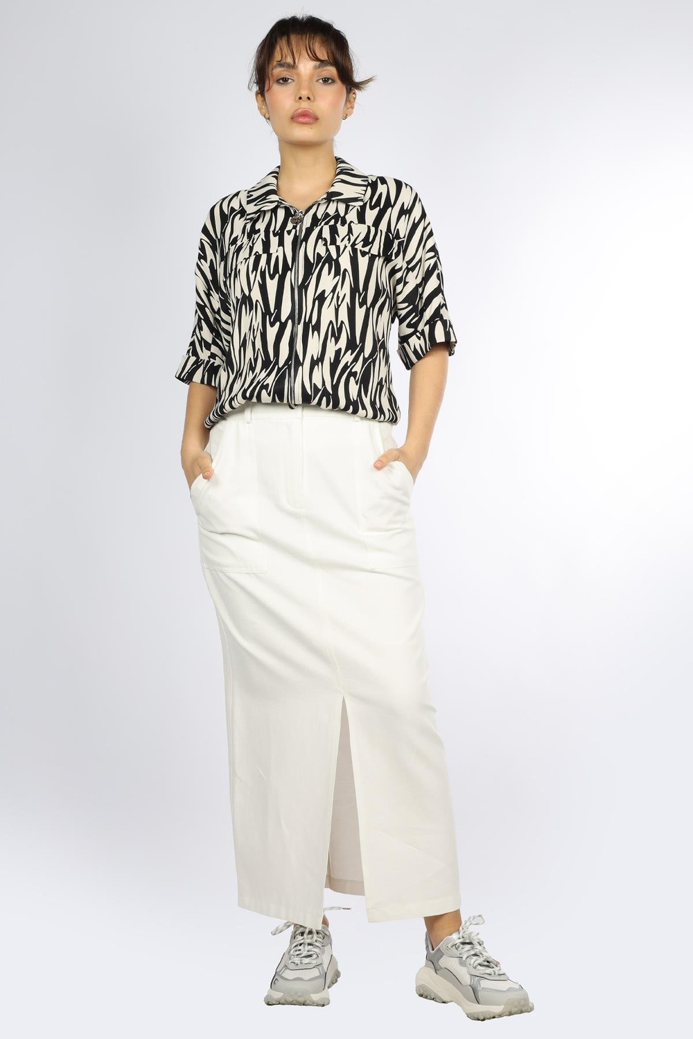 Lady Gina Lady Gına Kadın Dokuma Kumaş  Normal Bel  Düz Model Ekru Etek JGNBVB24Y2007-EKRU