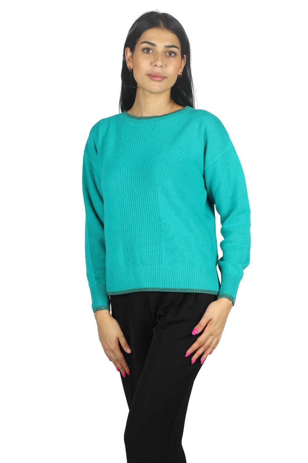 Liu Jo Lıu Jo Kadın Uzun kollu Günlük Kullanım Normal kesim Turkuaz Kazak MF3028MS009-85128