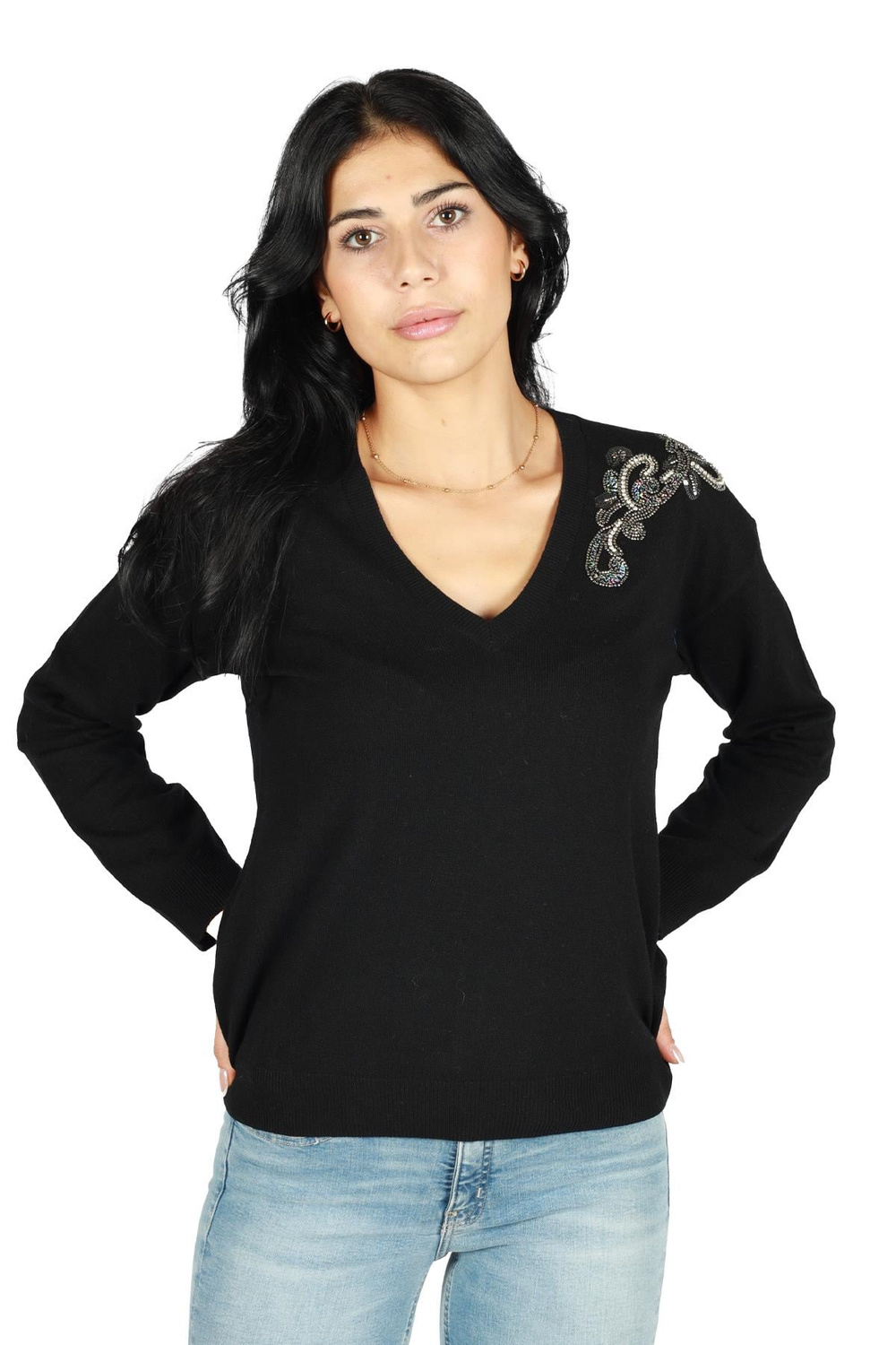 Liu Jo Lıu Jo Kadın Yün V Yaka Uzun Kollu Siyah Kazak MF3013MS14G-22222