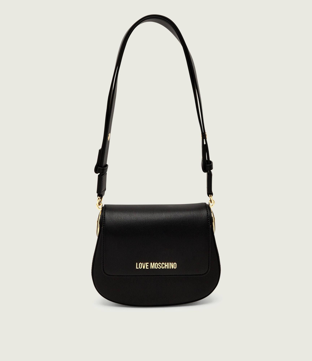 Love Moschino Love Moschino Kadın Deri Ayarlanabilir Askı Metal Logo Siyah Omuz Çantası JC4374PP0NKF0-000