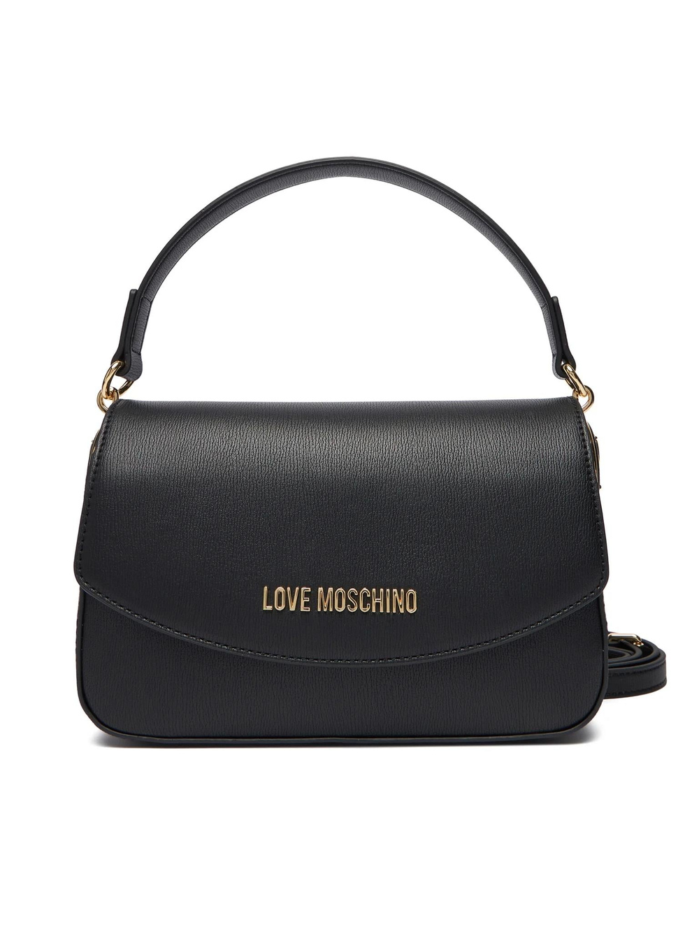 Love Moschino Love Moschino Kadın Deri Metal Toka Kapamalı Ayarlanabilir Kayış Siyah Omuz Çantası JC4372PP0NKF0-000