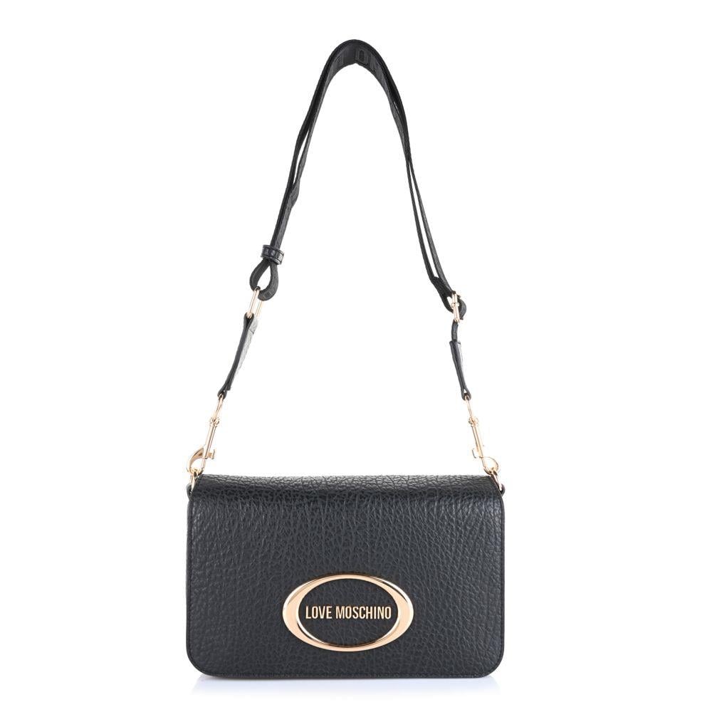 Love Moschino Love Moschino Kadın Metal Logo Fermuar Kapama Deri Kısa Kulp Siyah Omuz Çantası JC4339PP0NK14-00A