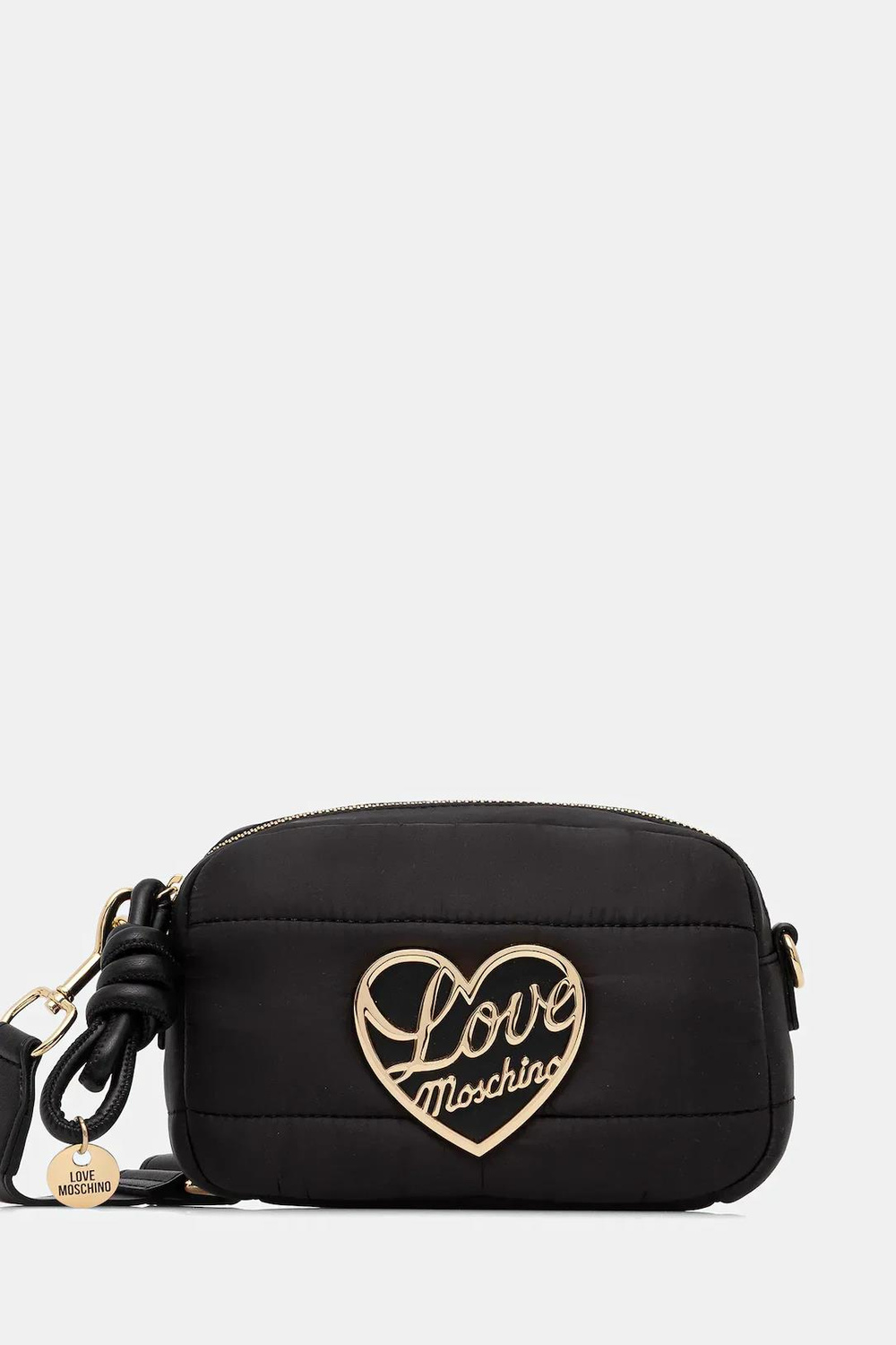 Love Moschino Love Moschino Kadın Metal Logo Fermuar Kapama Deri Kısa Kulp Siyah Omuz Çantası JC4352PP0NKY1-00A
