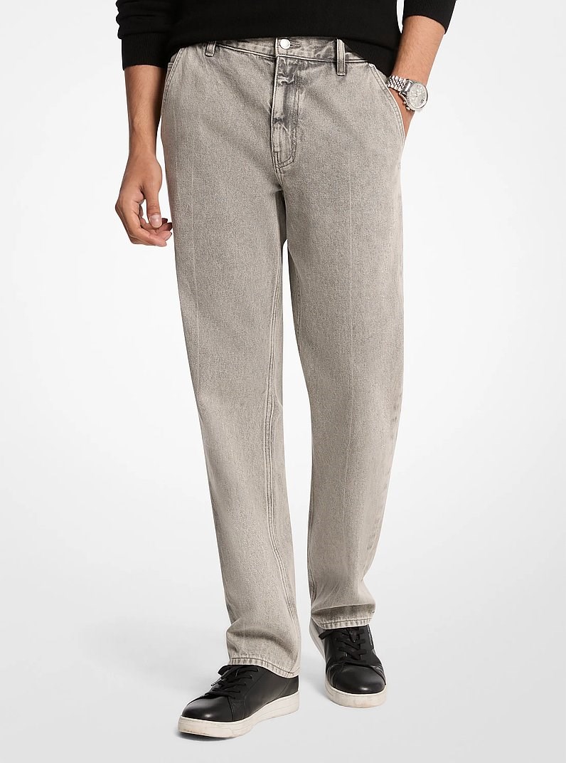 Michael Kors Michael Kors Erkek Normal Bel Boru Paça Cep Detay Denim Kumaş Gri Jeans CS5900KHP4-LTCONCRT