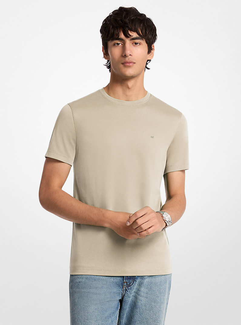 Michael Kors Michael Kors Erkek Regular Fit Bisiklet Yaka Marka Logolu Kısa Kollu Bej T-Shirt CF15FJ2C93-STONE