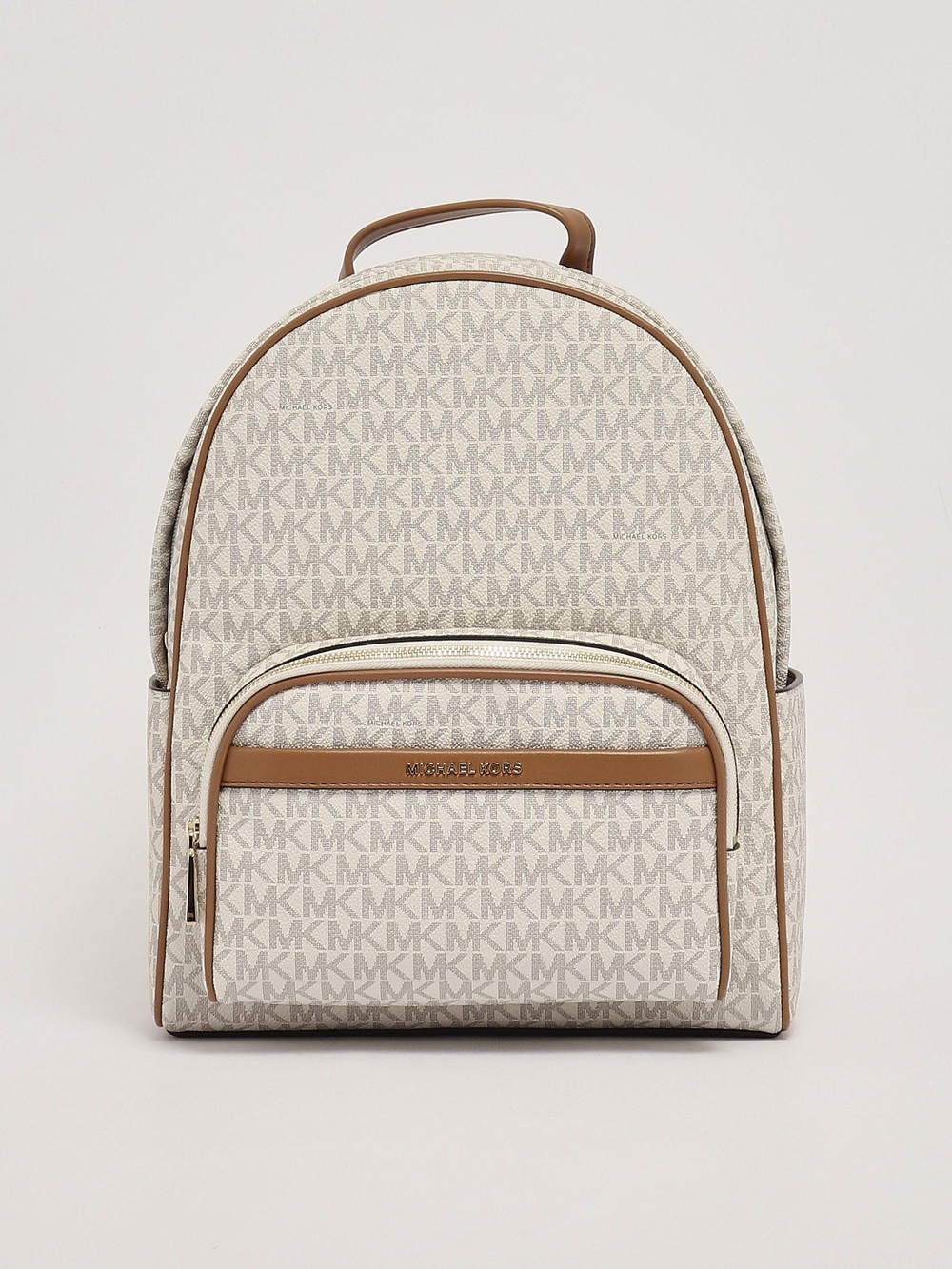 Michael Kors Michael Kors Kadın MK Yazı Desen Ön Küçük Fermuarlı Bölüm Ayarlanabilir Askı Deri Bej Sırt Çantası 30S4G8XB2B-VANILACRN