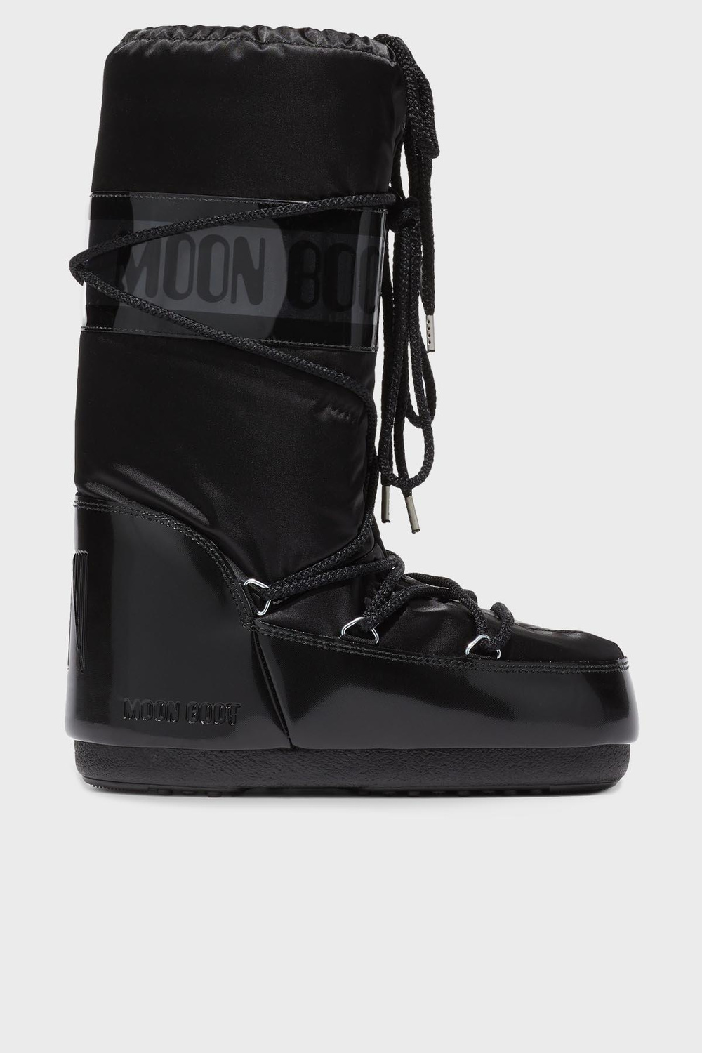 Moon Boot Moon Boot Kadın Parlak Logo Desenli Su İtici Kaydırmaz Tabanlı Uzun Kar Siyah Bot & Bootie 80D1401680-N001