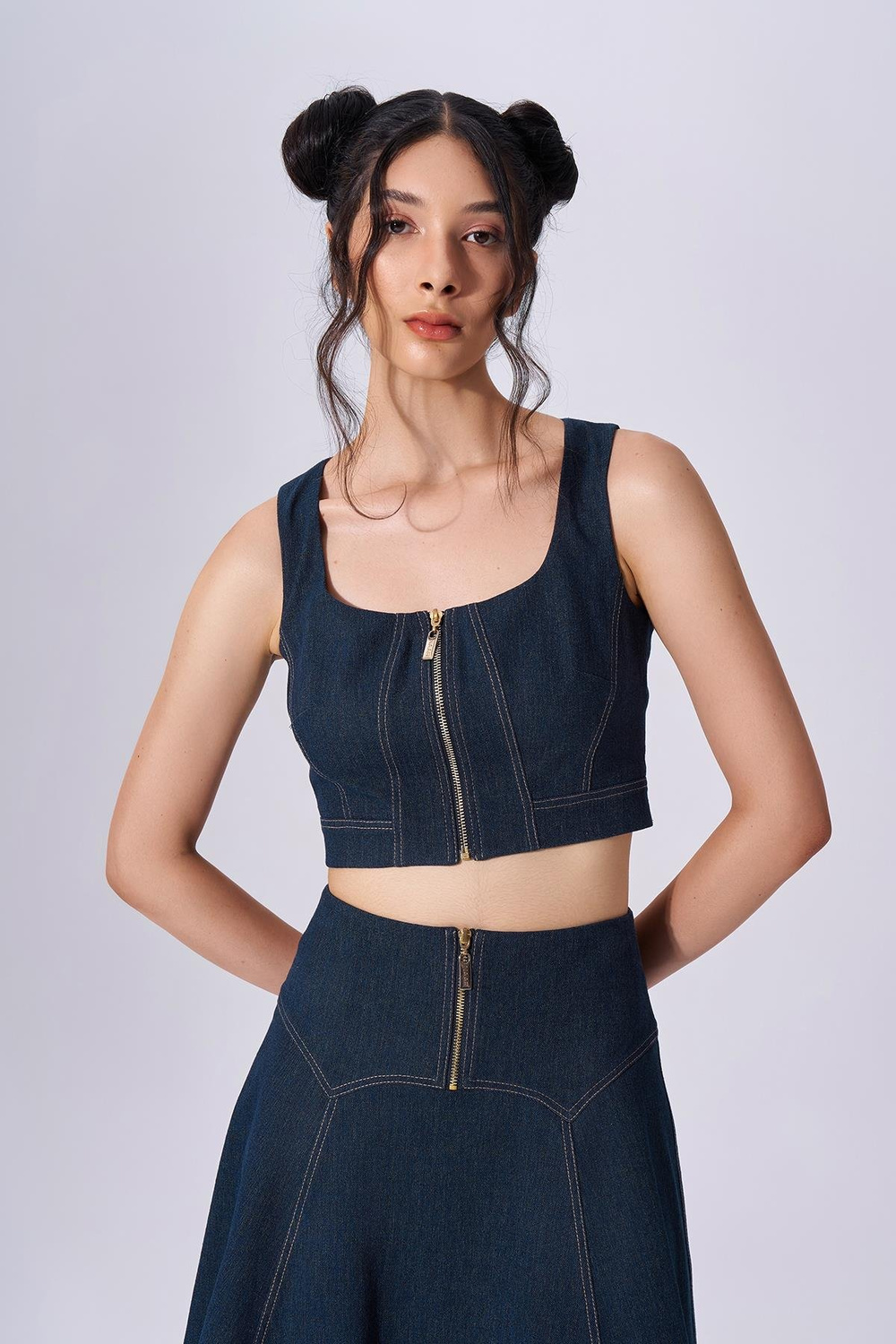 Naar Naar Kadın Fermuar Kapamalı Çizgi Detaylı Lacivert Büstiyer NAAR91302-LACİVERT