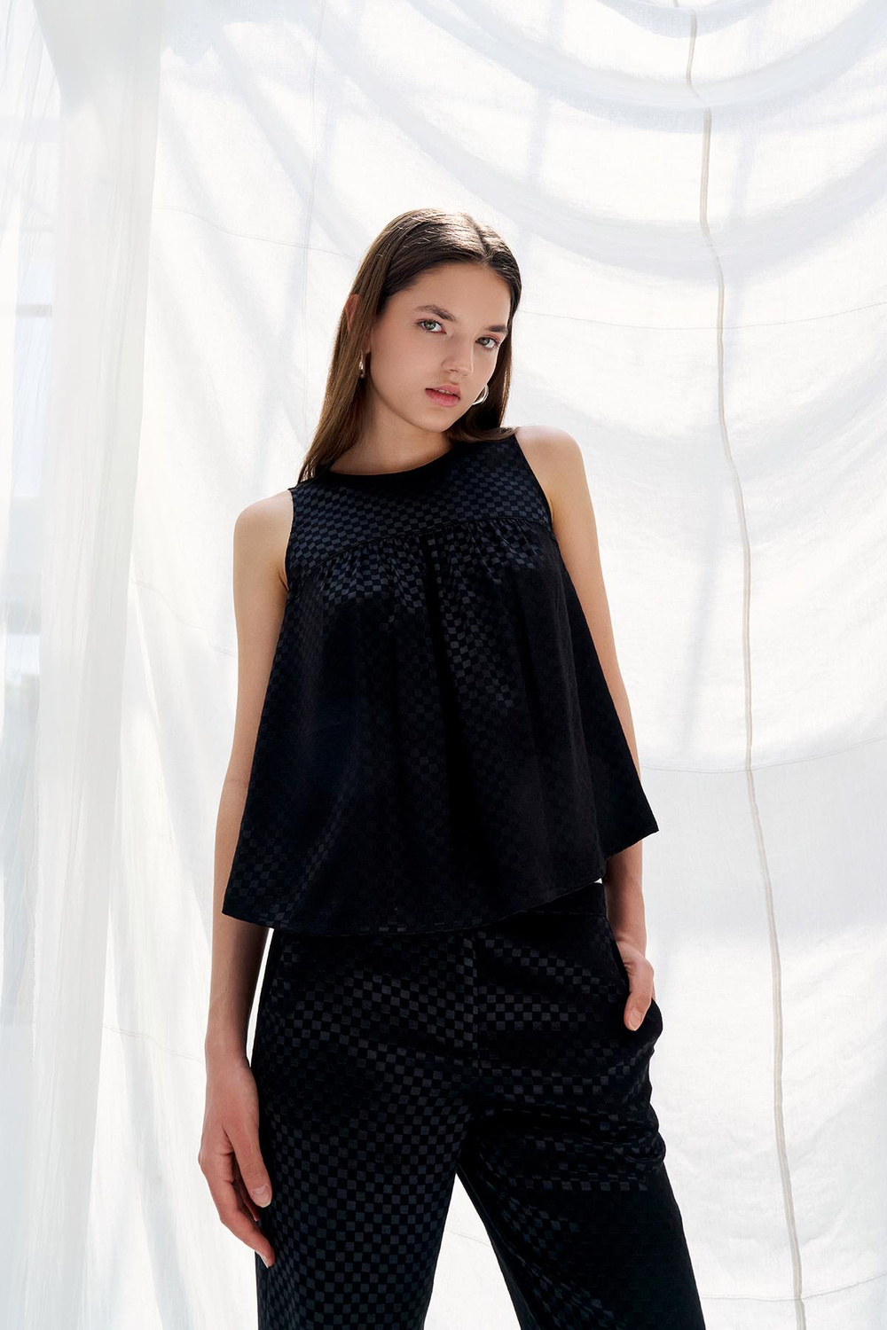 Naar Naar Kadın Kalın Askılı Omuz Açık Yazlık Rahat Siyah Bluz NAAR81346-SİYAH