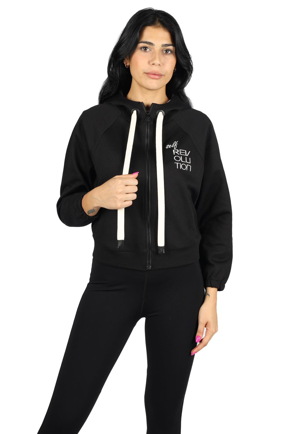 Naar Naar Kadın Kapüşonlu Fermuar Kapamalı Cepli Uzun Kol Siyah Ceket NAAR71606-SİYAH